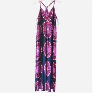 INC International Concepts Vibrant Pink and Dark Blue Maxi Dress
